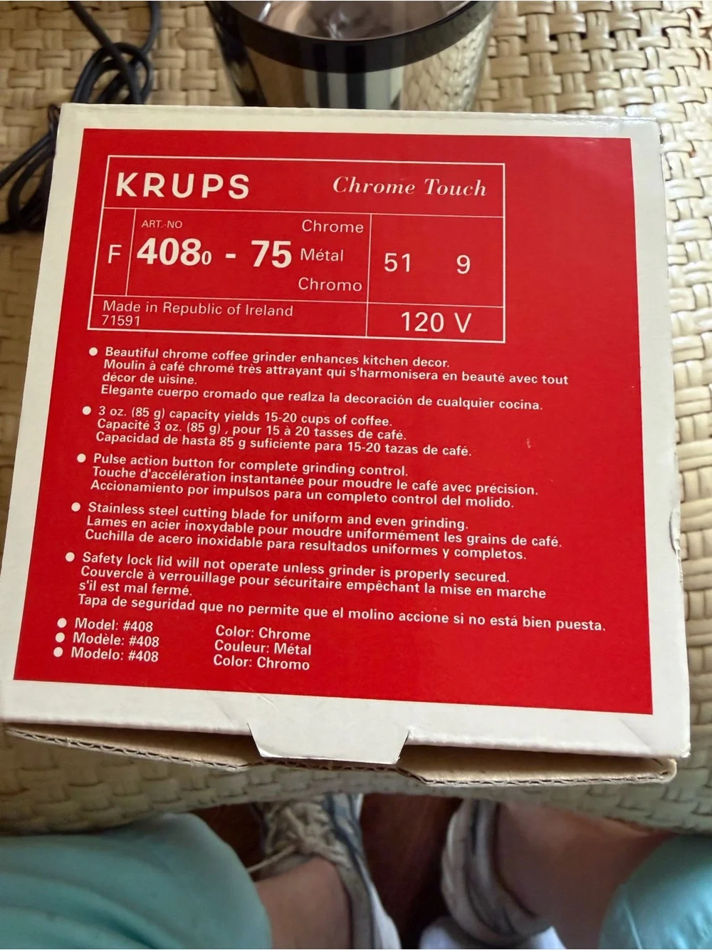 KRUPS Electric Coffee Grinder - Chrome & Black